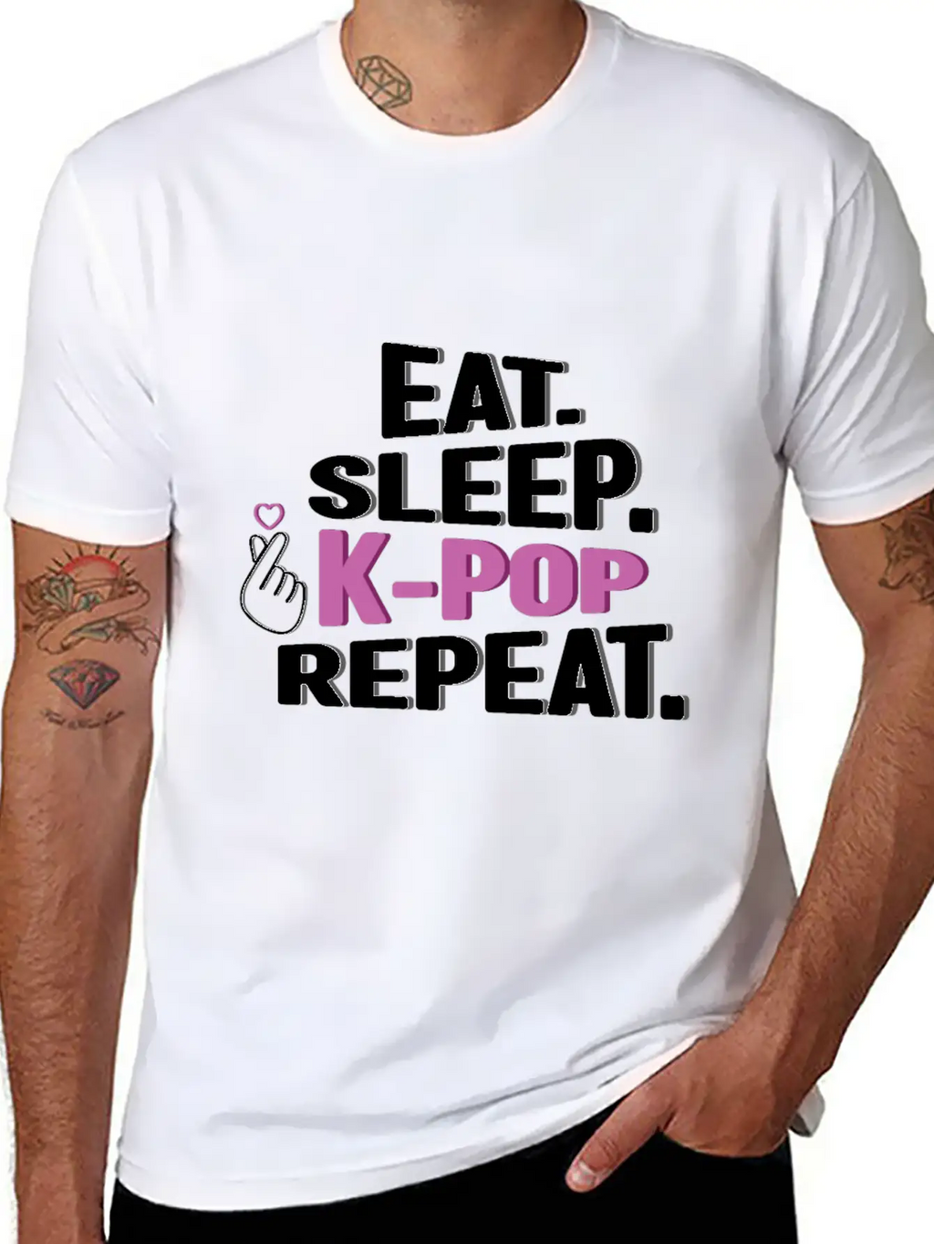 Eat Sleep K-Pop Repeat Korean Music K-Pop Kdrama Relaxed Everyday Tee – Lightweight And Durable Cotton