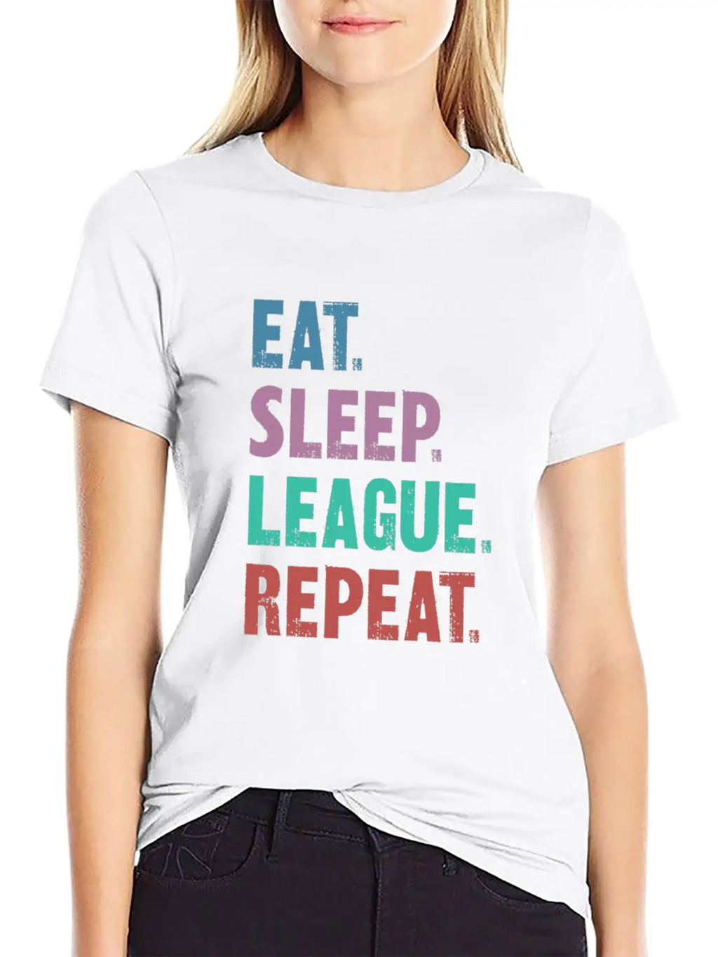 EAT SLEEP LEAGUE REPEAT Breathable Graphic T-Shirt – Perfect For Casual Days