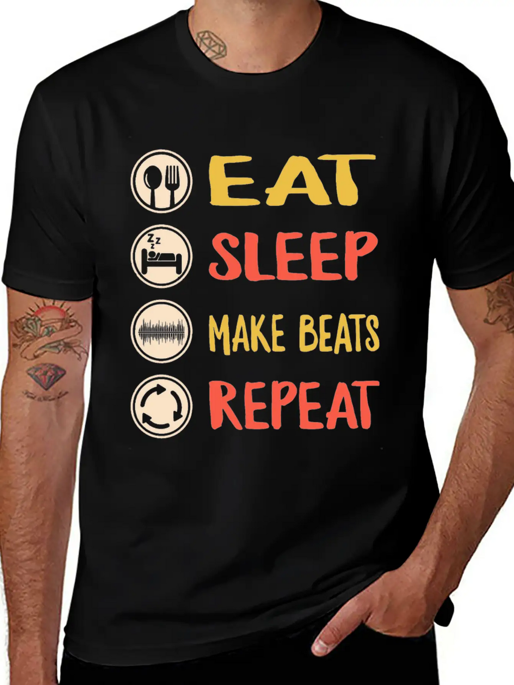 Eat Sleep Make Beats Repeat, DJ Music Shirt, Breathable Graphic T-Shirt – Perfect For Casual Days