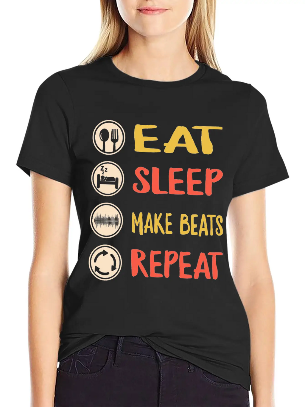 Eat Sleep Make Beats Repeat, DJ Music Shirt, Breathable Graphic T-Shirt – Perfect For Casual Days