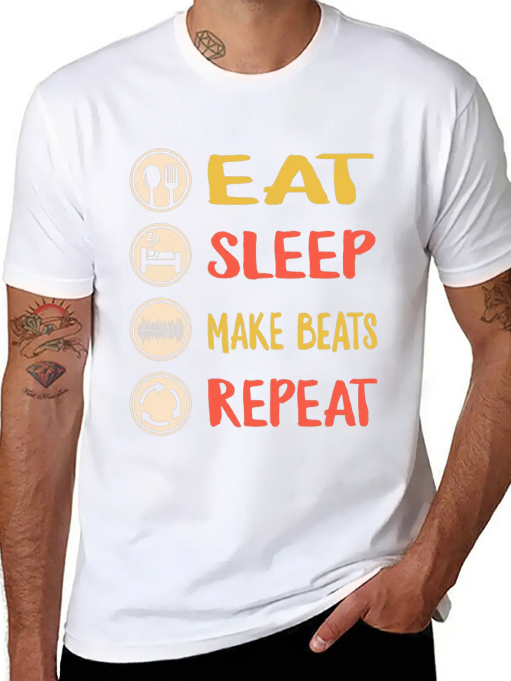 Eat Sleep Make Beats Repeat, DJ Music Shirt, Breathable Graphic T-Shirt – Perfect For Casual Days