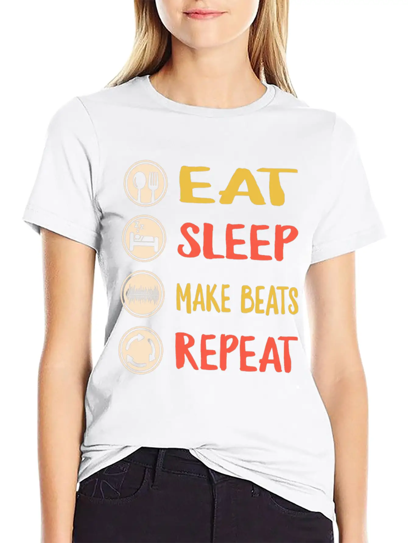 Eat Sleep Make Beats Repeat, DJ Music Shirt, Breathable Graphic T-Shirt – Perfect For Casual Days