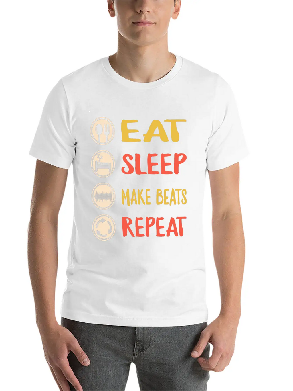 Eat Sleep Make Beats Repeat, DJ Music Shirt, Breathable Graphic T-Shirt – Perfect For Casual Days