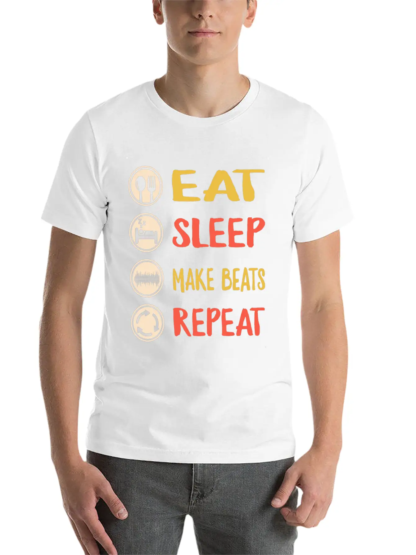 Eat Sleep Make Beats Repeat, DJ Music Shirt, Breathable Graphic T-Shirt – Perfect For Casual Days
