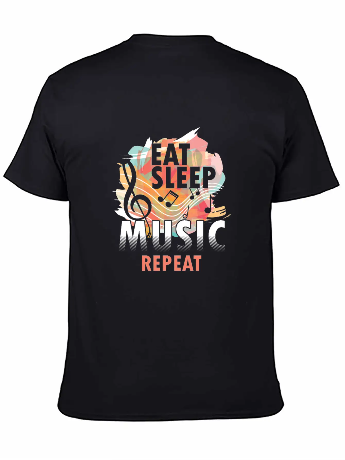 Eat Sleep Music Repeat Musical Melody Acapella Stylish Everyday T-Shirt – Unisex Basic Cotton Tee