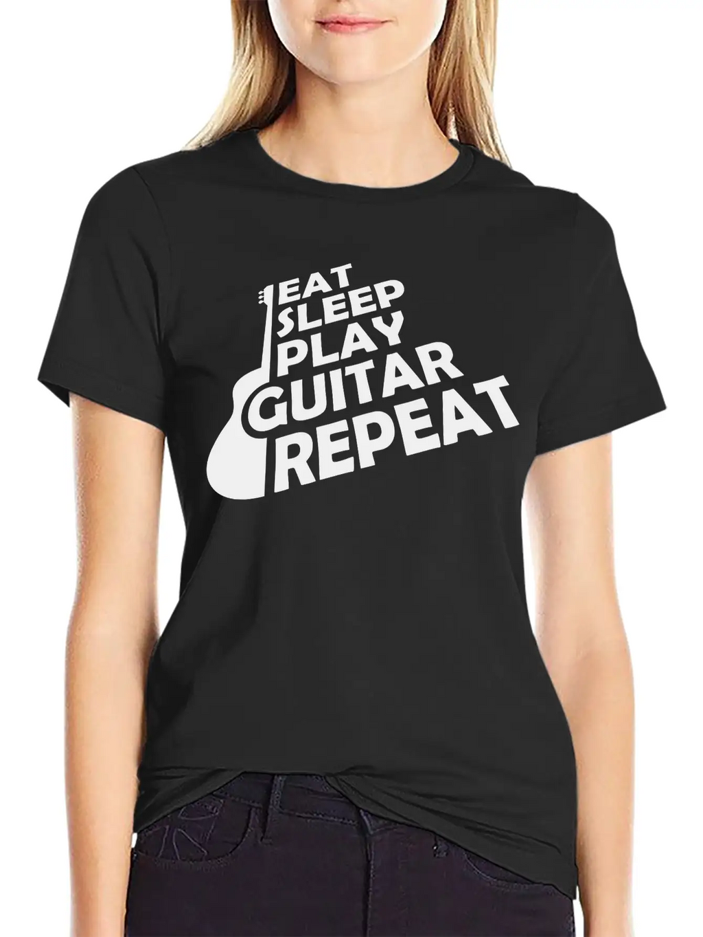 Eat Sleep Play Guitar Essential Cotton Tee For Daily Outfits – Unisex Style