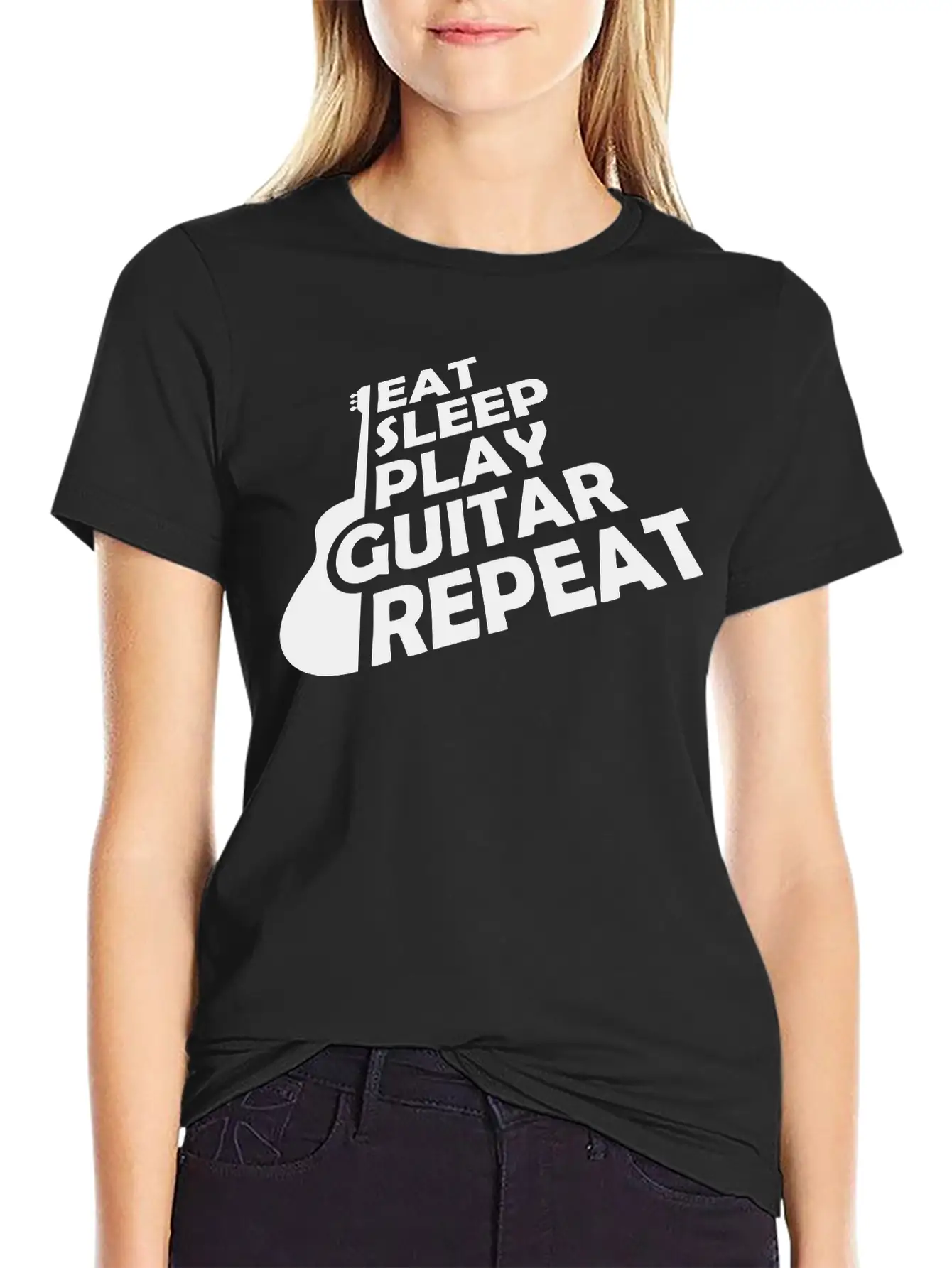 Eat Sleep Play Guitar Essential Cotton Tee For Daily Outfits – Unisex Style