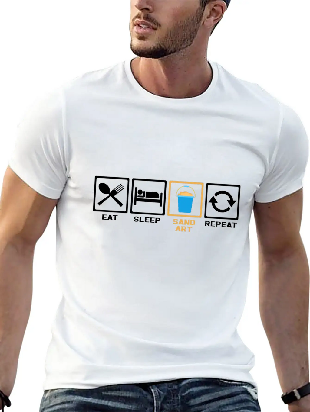 Eat Sleep Repeat Sand Timeless Short Sleeve Tee – Comfy And Minimalist Design