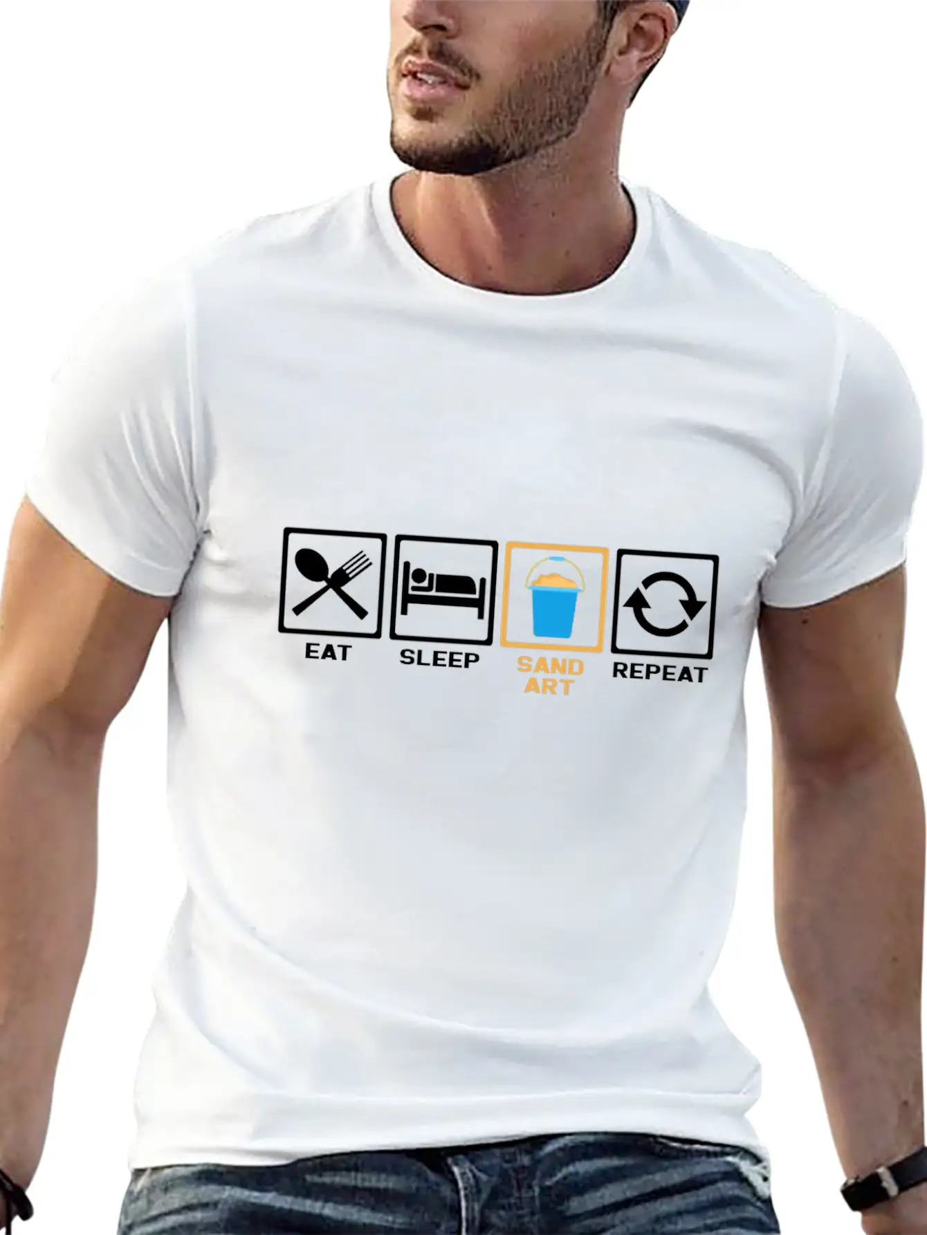 Eat Sleep Repeat Sand Timeless Short Sleeve Tee – Comfy And Minimalist Design