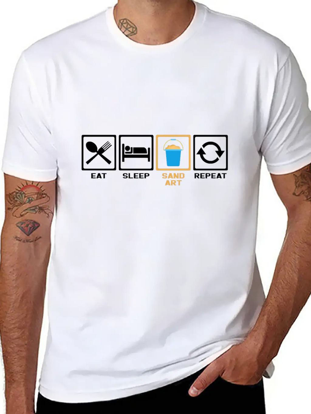 Eat Sleep Repeat Sand Timeless Short Sleeve Tee – Comfy And Minimalist Design