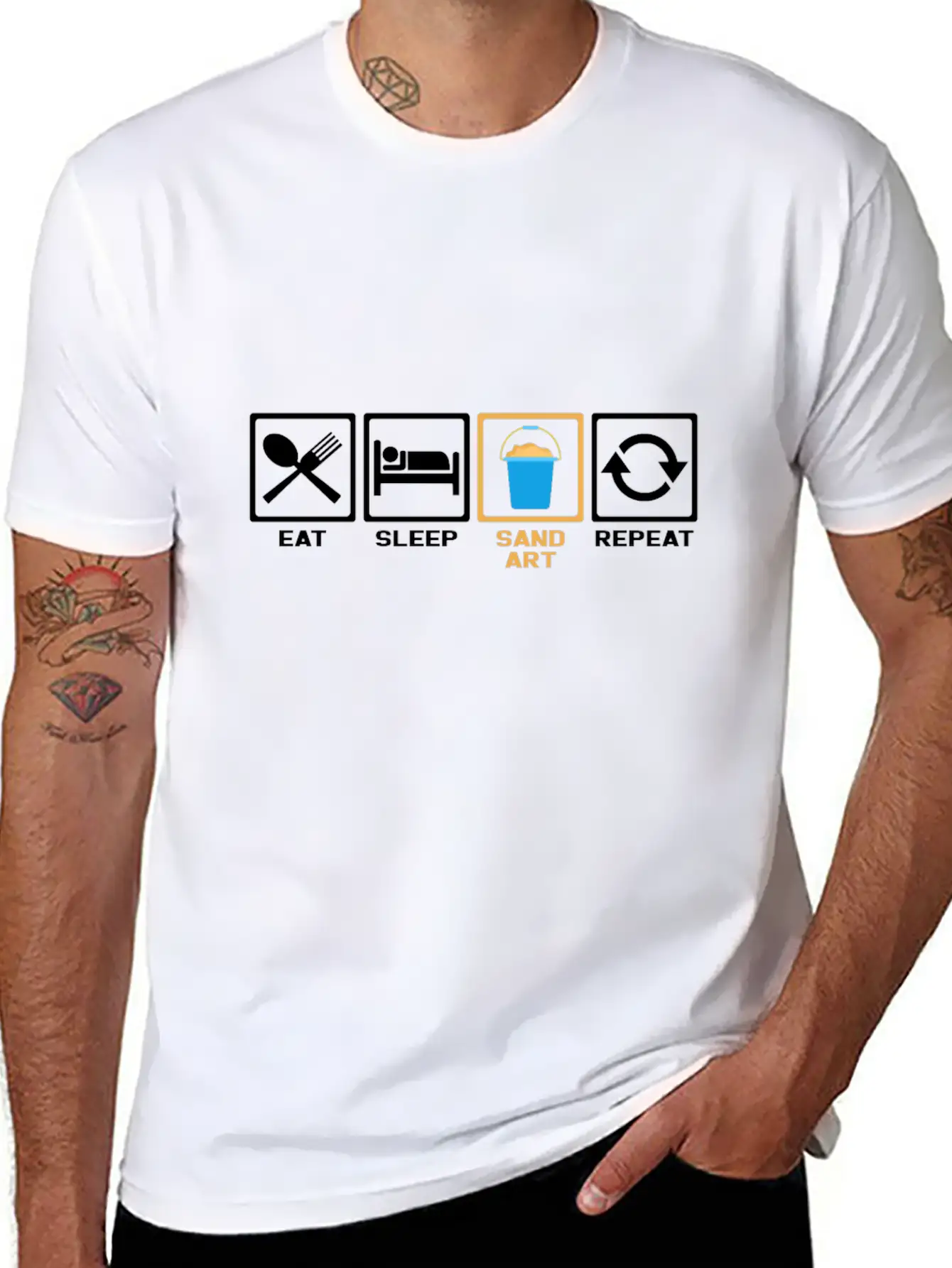 Eat Sleep Repeat Sand Timeless Short Sleeve Tee – Comfy And Minimalist Design