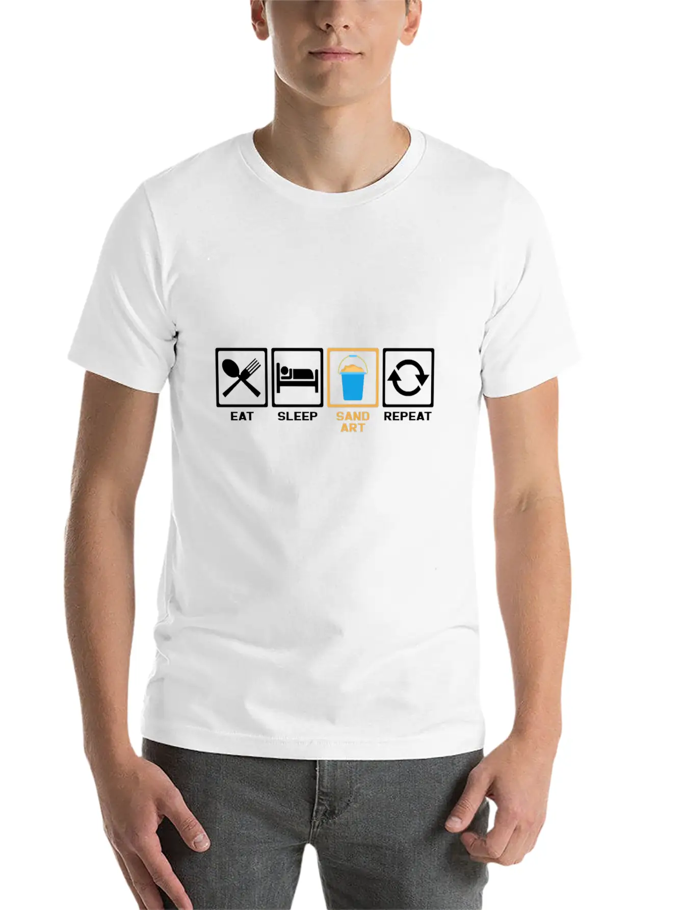 Eat Sleep Repeat Sand Timeless Short Sleeve Tee – Comfy And Minimalist Design