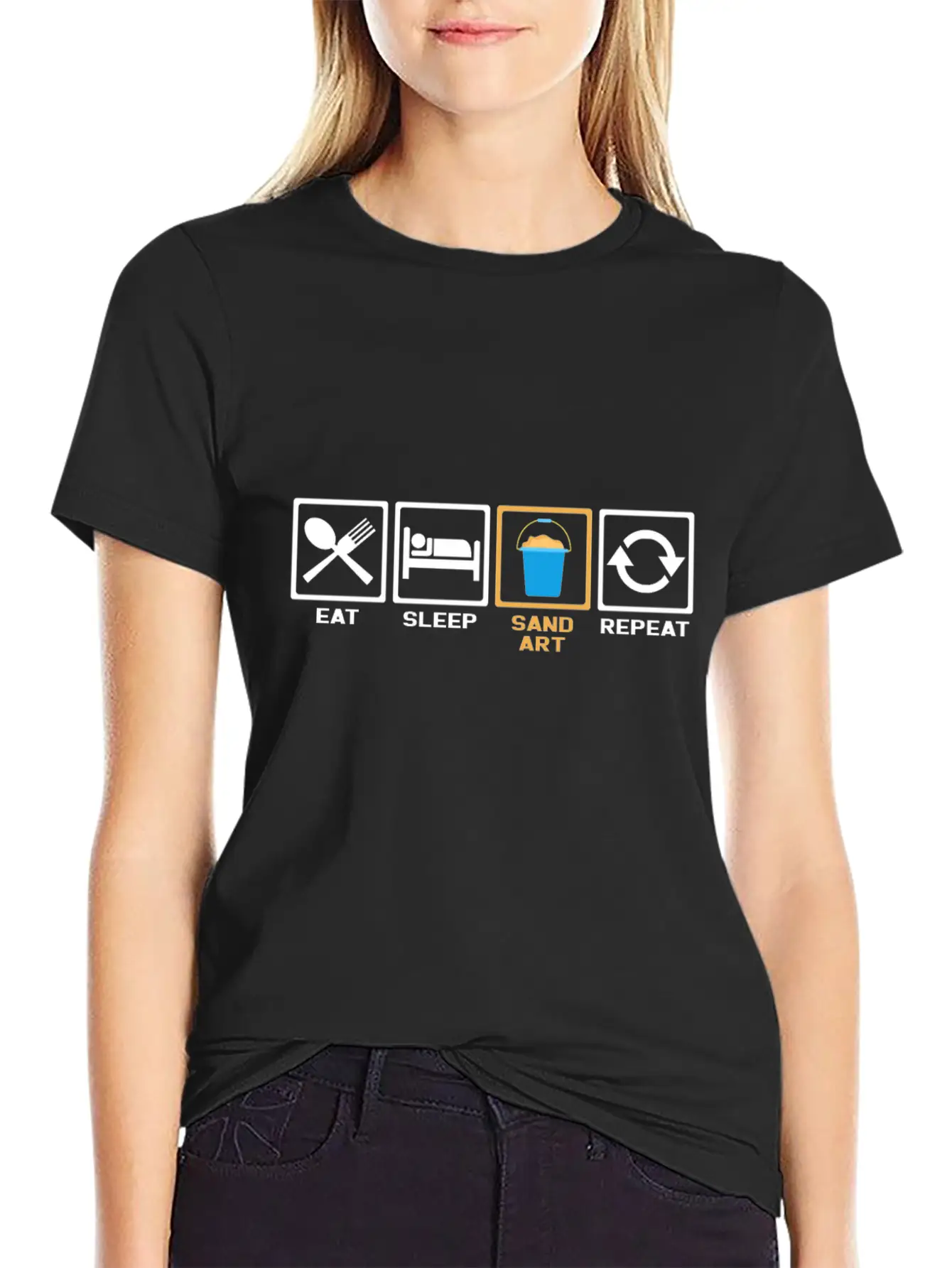Eat Sleep Repeat Sand Timeless Short Sleeve Tee – Comfy And Minimalist Design