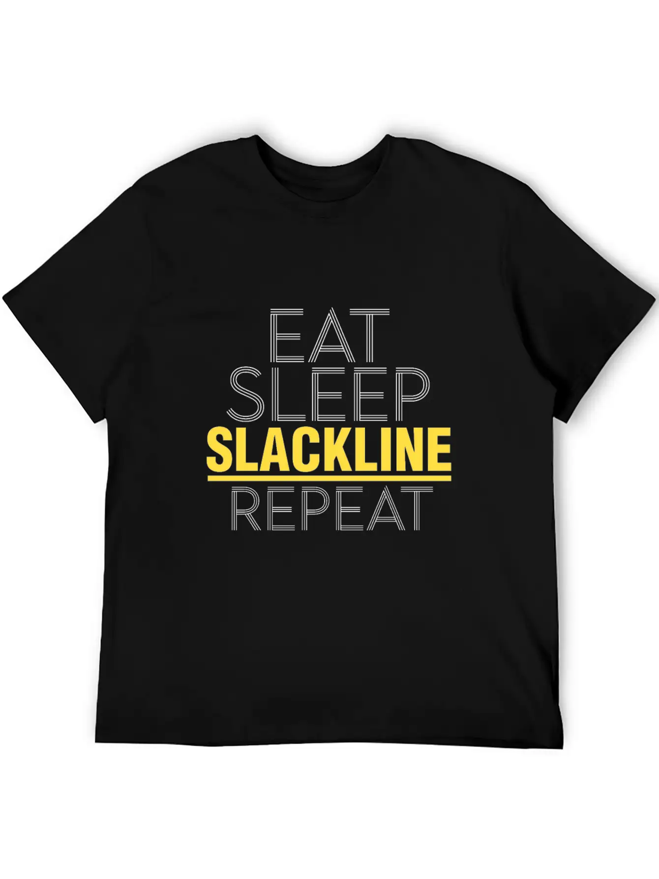 Eat Sleep Slackline Repeat Rope Balancing Outdoor Basic Graphic T-Shirt – Daily Comfort In Soft Cotton