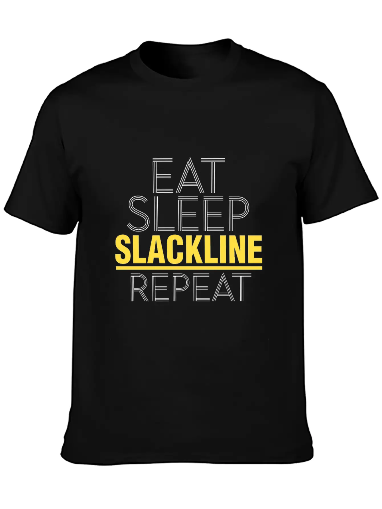 Eat Sleep Slackline Repeat Rope Balancing Outdoor Basic Graphic T-Shirt – Daily Comfort In Soft Cotton