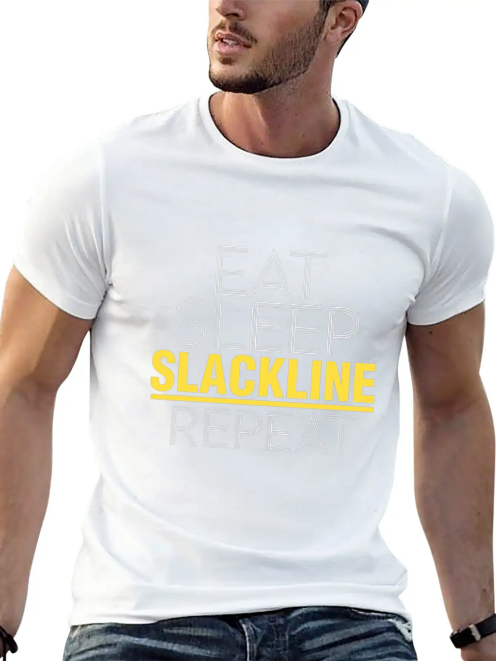 Eat Sleep Slackline Repeat Rope Balancing Outdoor Basic Graphic T-Shirt – Daily Comfort In Soft Cotton