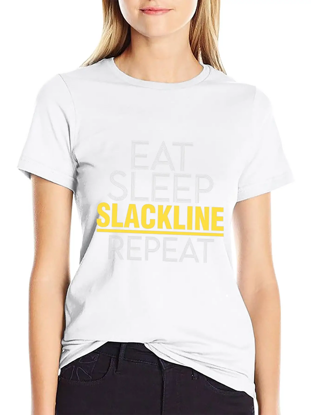 Eat Sleep Slackline Repeat Rope Balancing Outdoor Basic Graphic T-Shirt – Daily Comfort In Soft Cotton