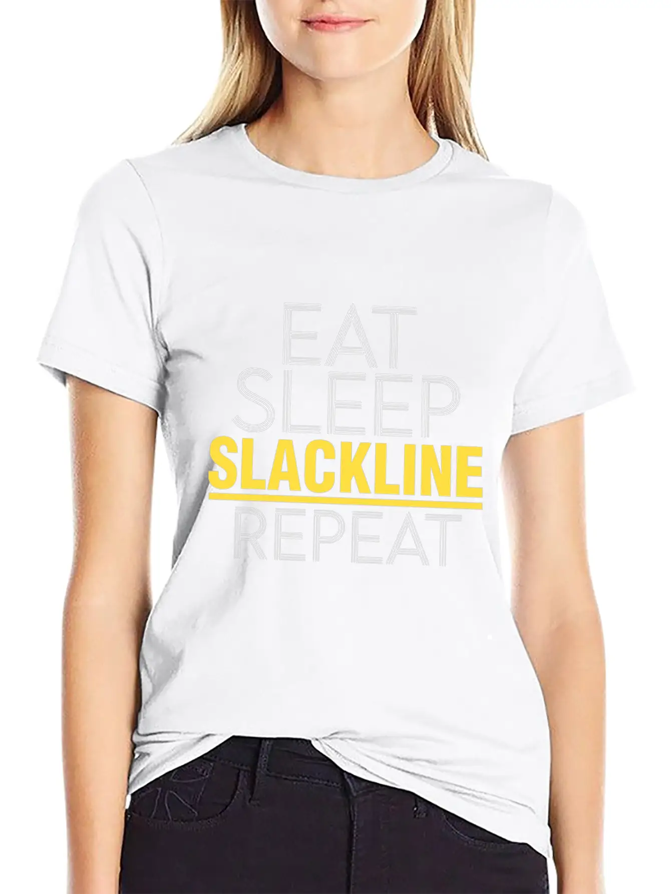 Eat Sleep Slackline Repeat Rope Balancing Outdoor Basic Graphic T-Shirt – Daily Comfort In Soft Cotton