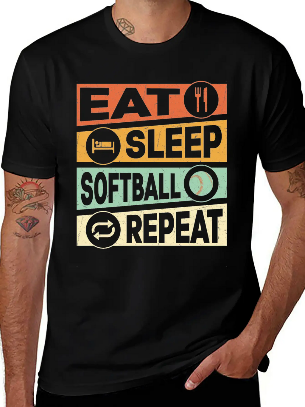 Eat Sleep Softball Repeat Baseball Team Timeless Short Sleeve Tee – Comfy And Minimalist Design
