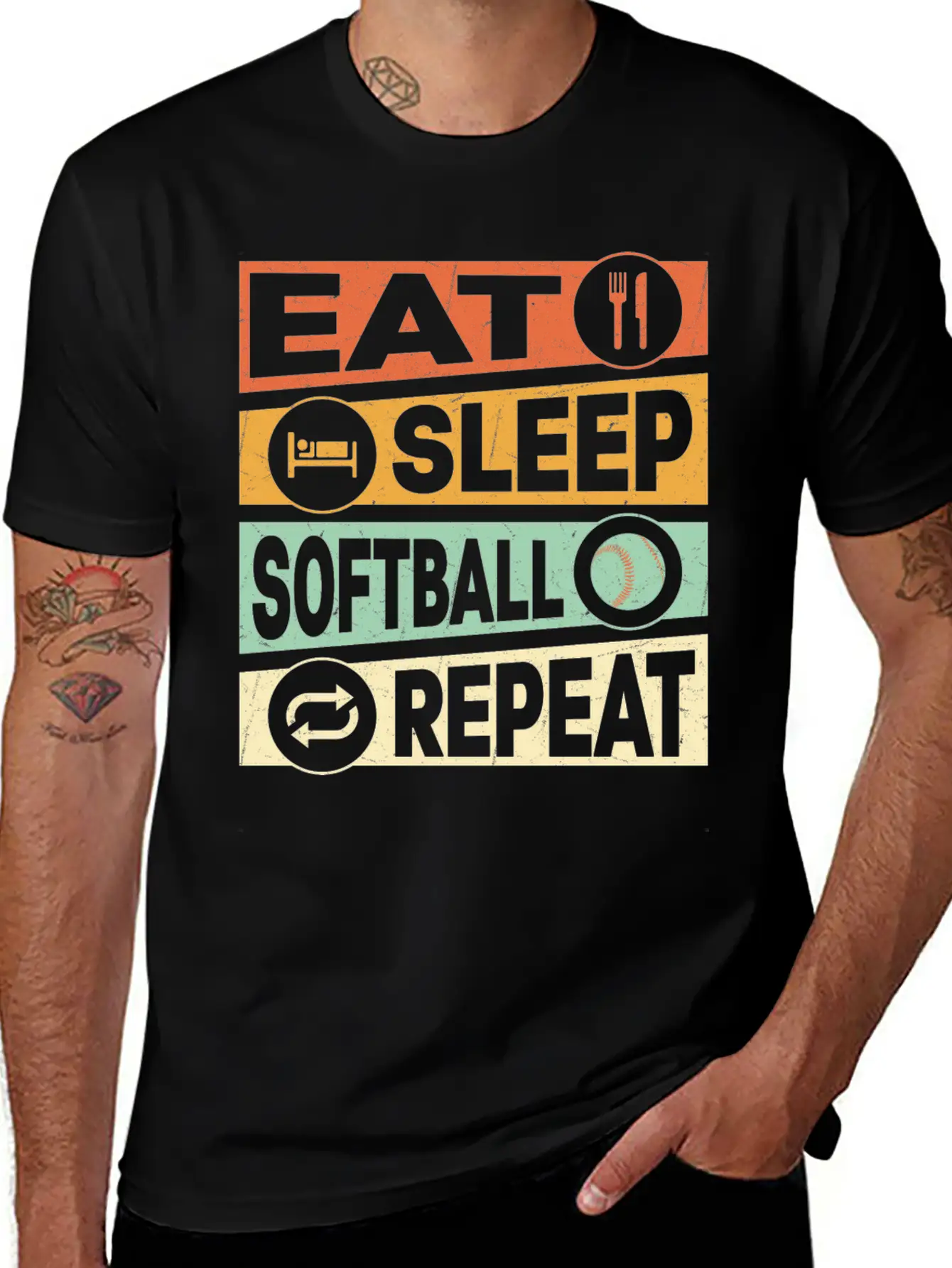 Eat Sleep Softball Repeat Baseball Team Timeless Short Sleeve Tee – Comfy And Minimalist Design