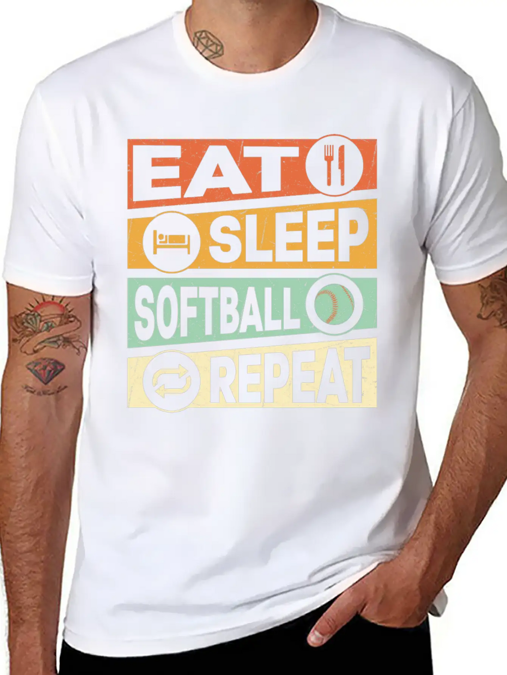 Eat Sleep Softball Repeat Baseball Team Timeless Short Sleeve Tee – Comfy And Minimalist Design