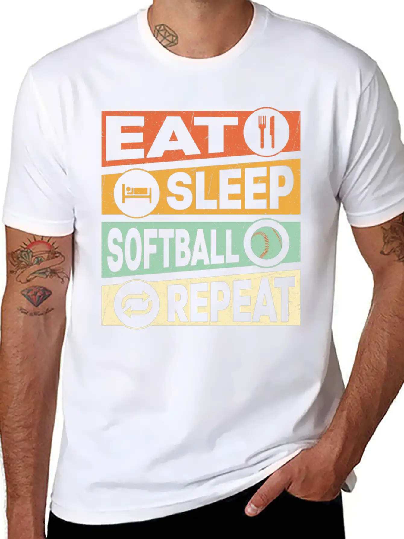 Eat Sleep Softball Repeat Baseball Team Timeless Short Sleeve Tee – Comfy And Minimalist Design