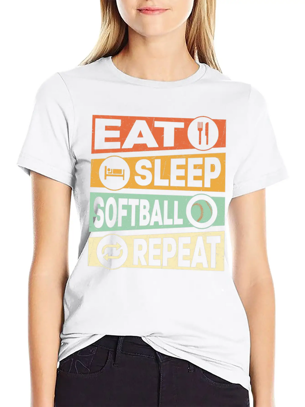 Eat Sleep Softball Repeat Baseball Team Timeless Short Sleeve Tee – Comfy And Minimalist Design