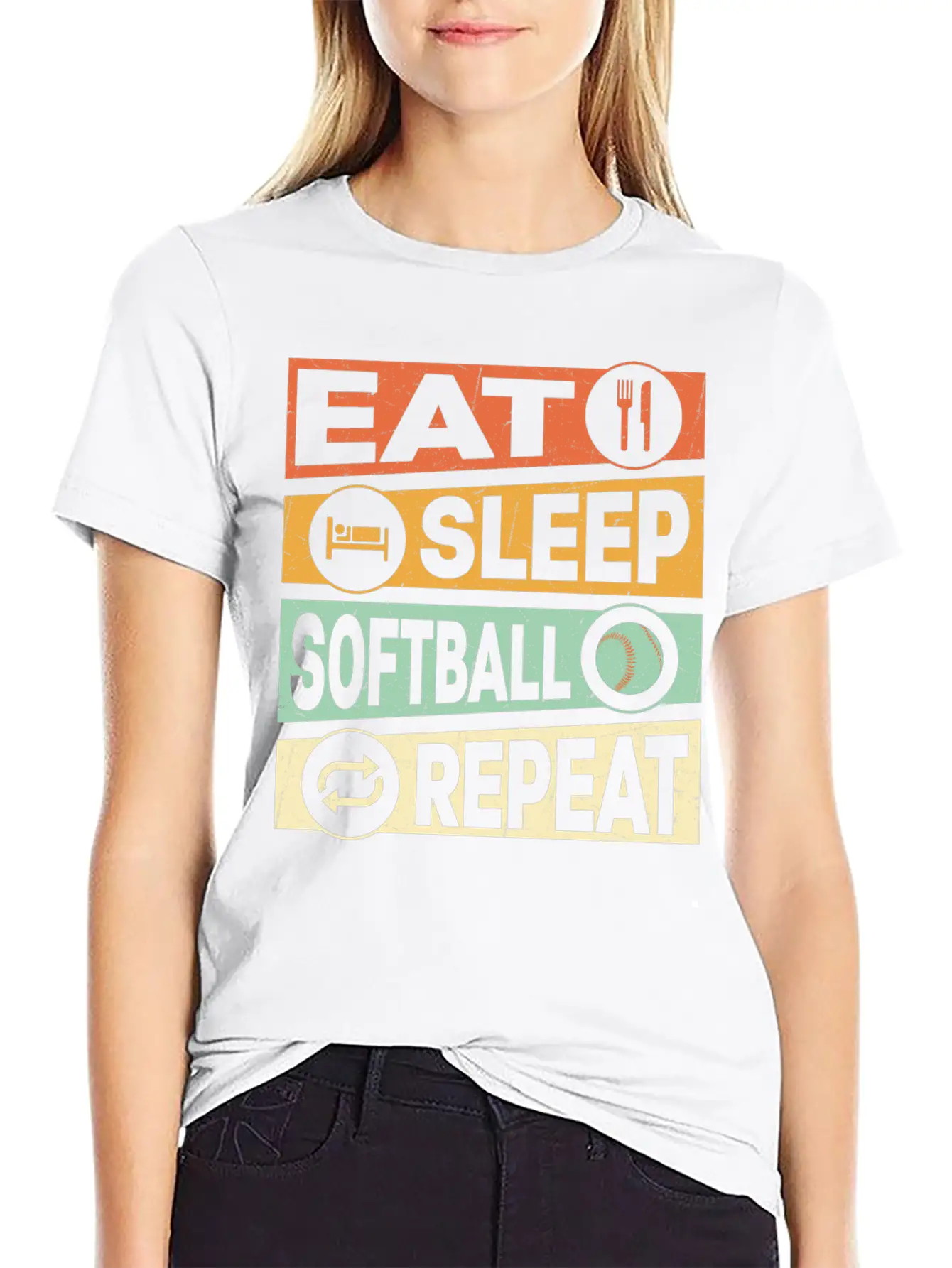 Eat Sleep Softball Repeat Baseball Team Timeless Short Sleeve Tee – Comfy And Minimalist Design