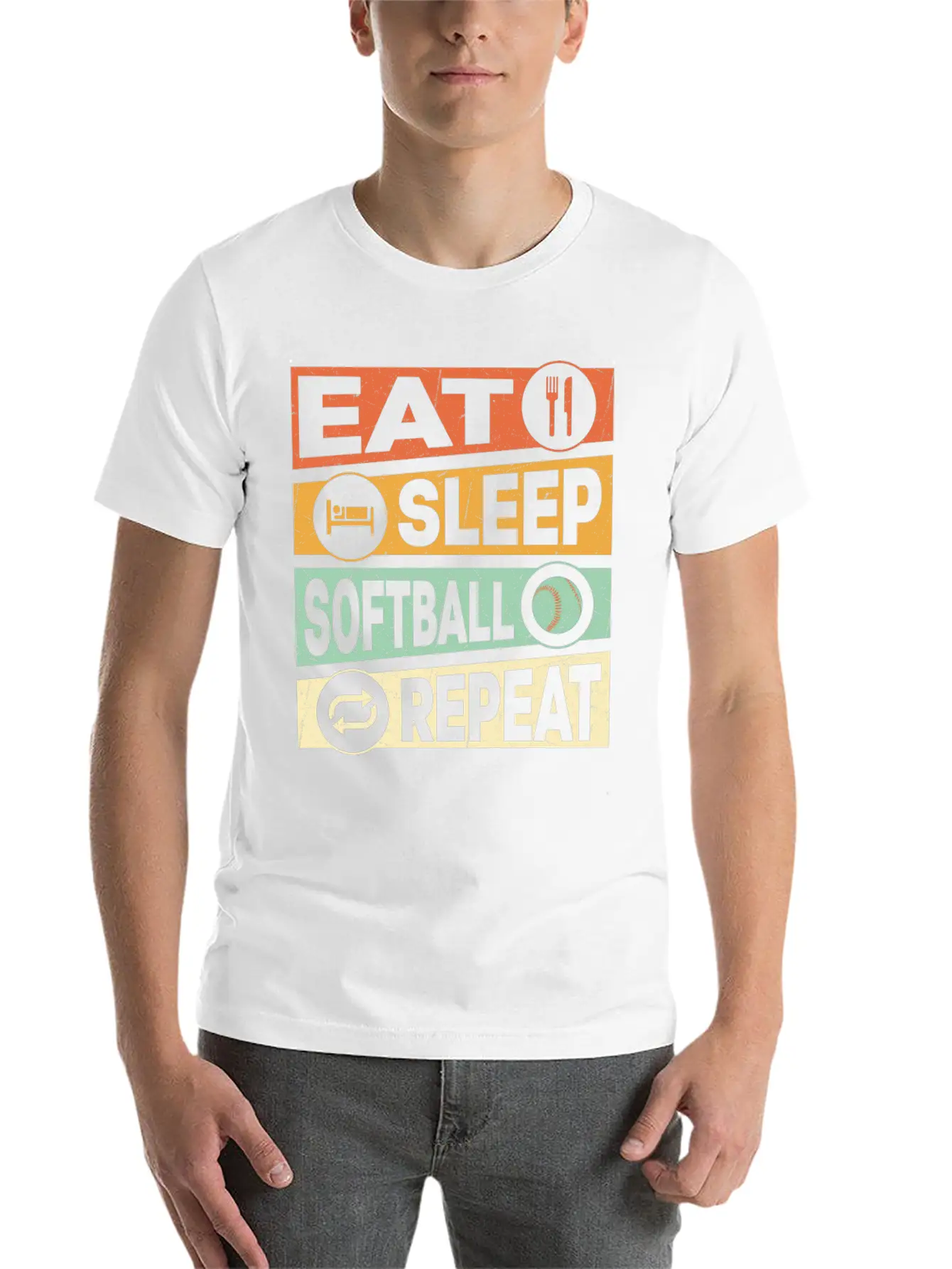 Eat Sleep Softball Repeat Baseball Team Timeless Short Sleeve Tee – Comfy And Minimalist Design