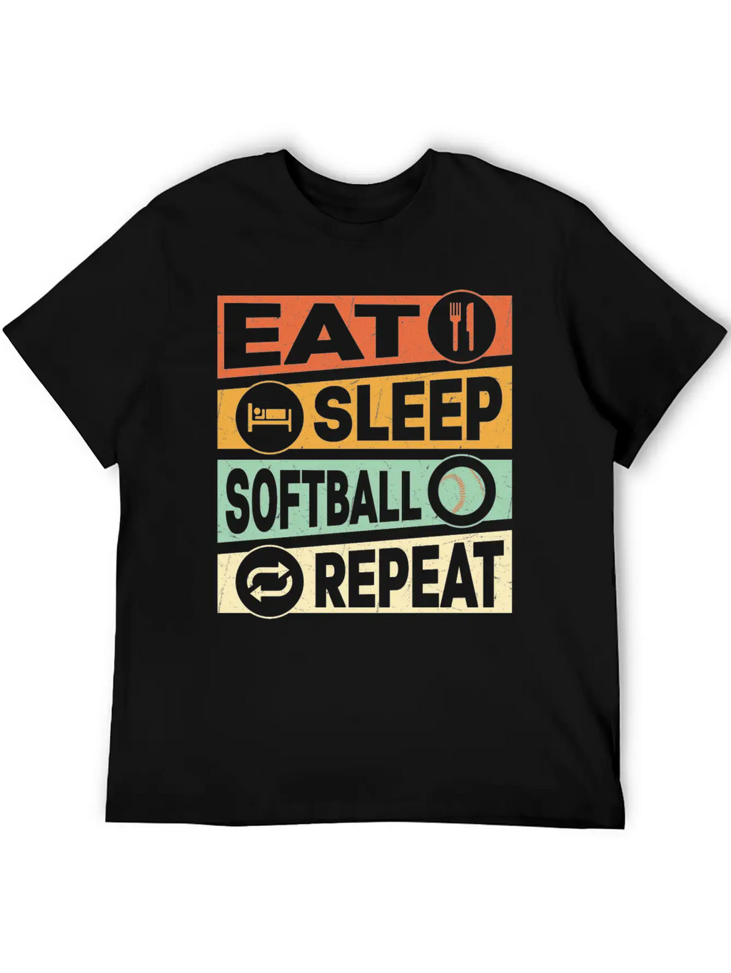 Eat Sleep Softball Repeat Baseball Team Timeless Short Sleeve Tee – Comfy And Minimalist Design