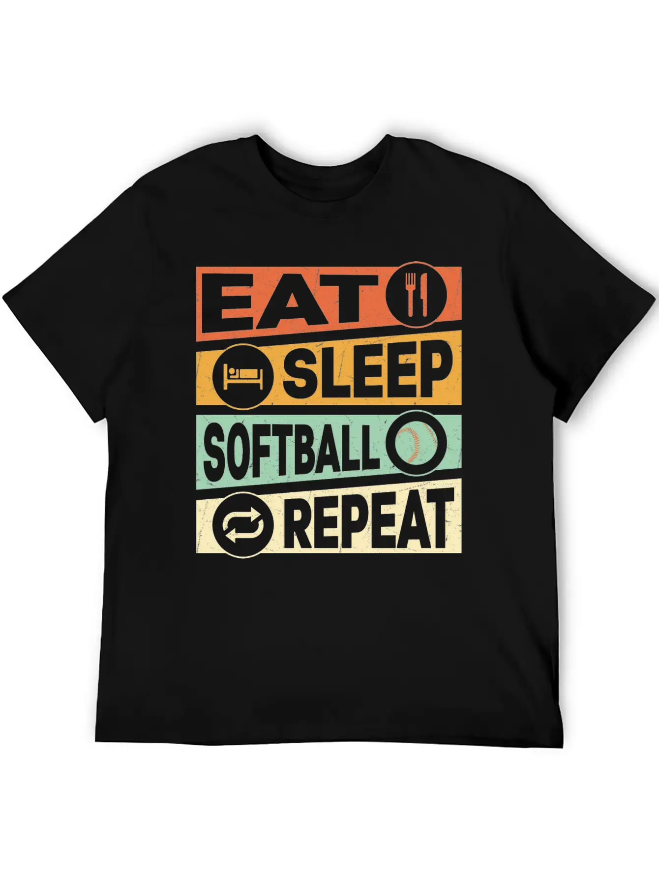 Eat Sleep Softball Repeat Baseball Team Timeless Short Sleeve Tee – Comfy And Minimalist Design
