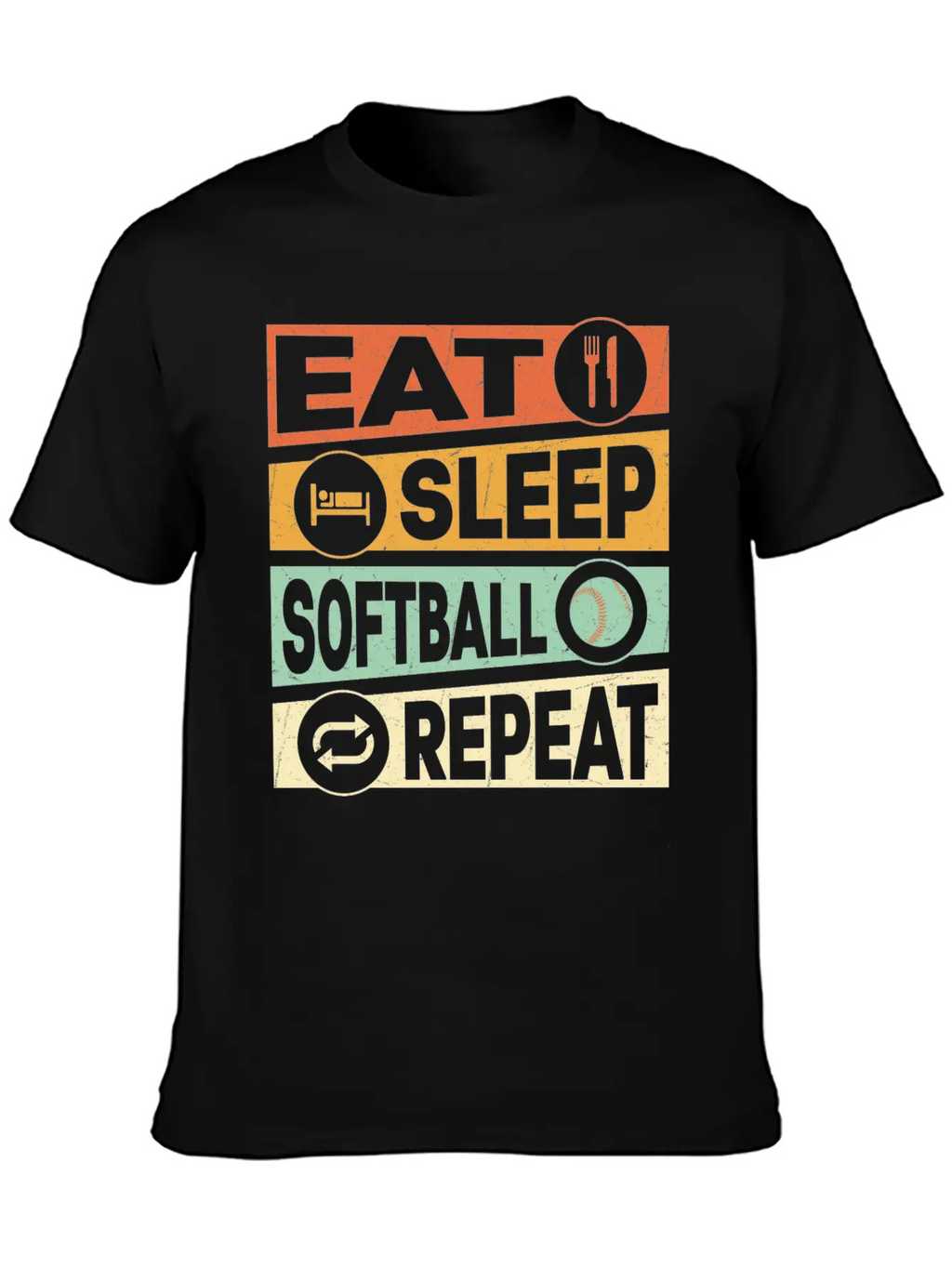 Eat Sleep Softball Repeat Baseball Team Timeless Short Sleeve Tee – Comfy And Minimalist Design