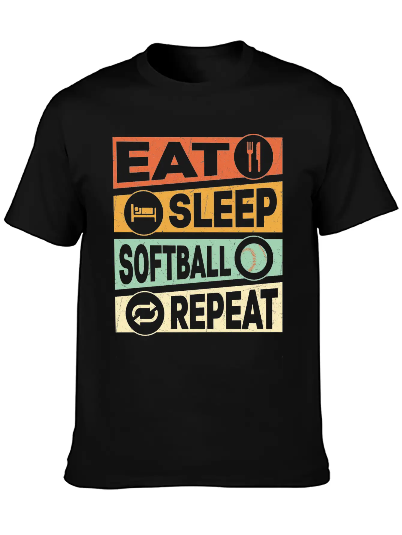 Eat Sleep Softball Repeat Baseball Team Timeless Short Sleeve Tee – Comfy And Minimalist Design