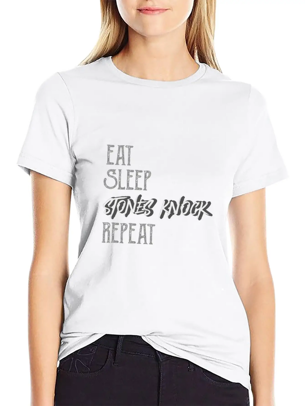 Eat Sleep Stones Knock Repeat Basic Graphic T-Shirt – Daily Comfort In Soft Cotton