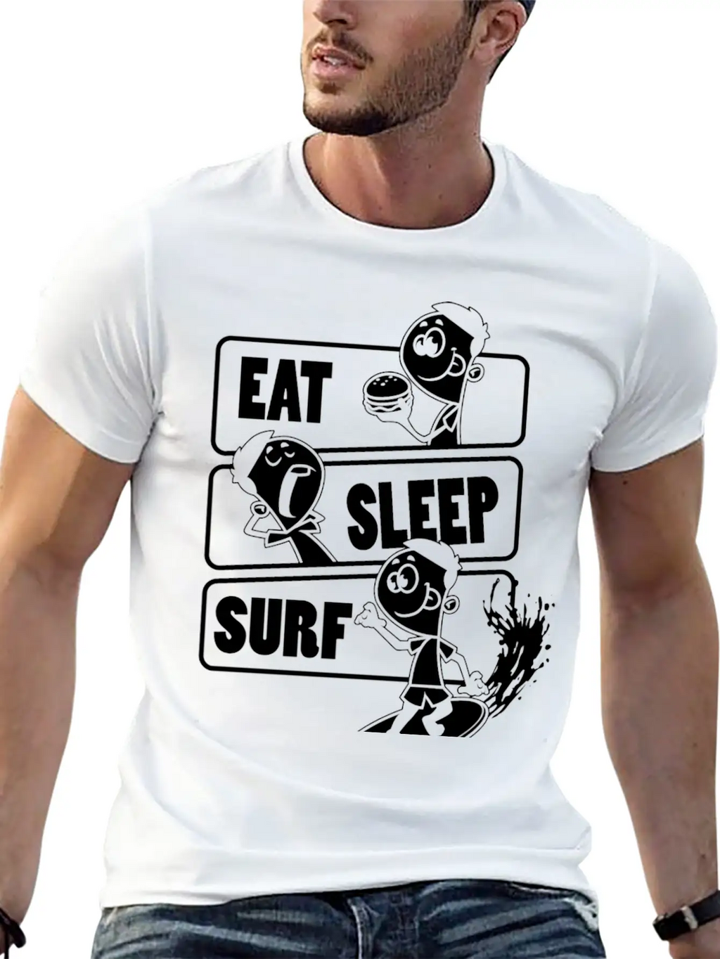 Eat Sleep Surf Repeat Gift For Surfing Lover Classic Cotton Tee – Unisex Comfort For Any Season