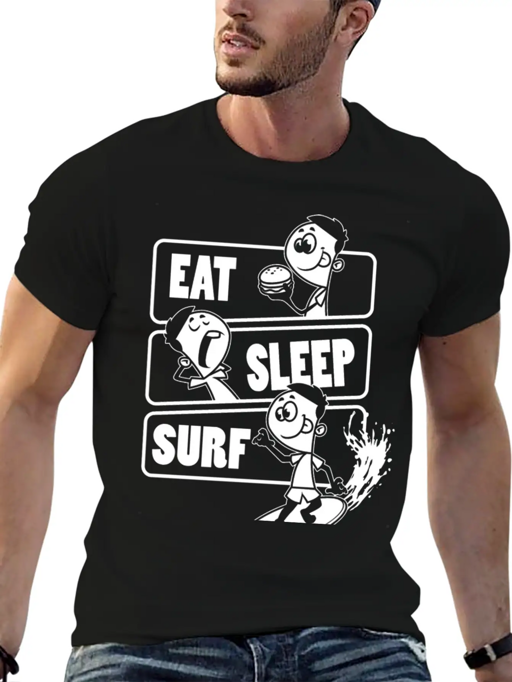 Eat Sleep Surf Repeat Gift For Surfing Lover Classic Cotton Tee – Unisex Comfort For Any Season