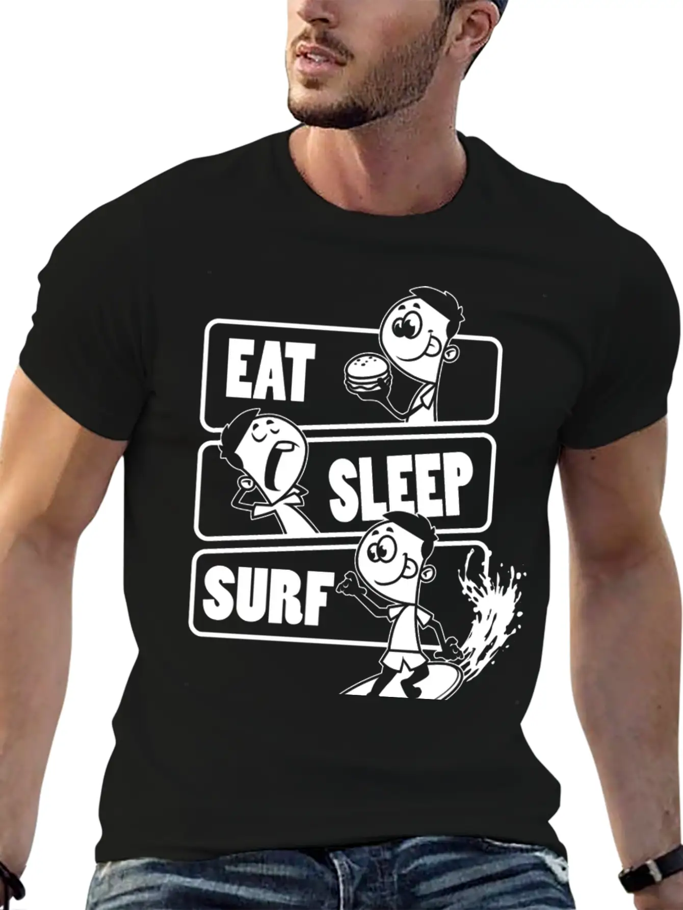 Eat Sleep Surf Repeat Gift For Surfing Lover Classic Cotton Tee – Unisex Comfort For Any Season