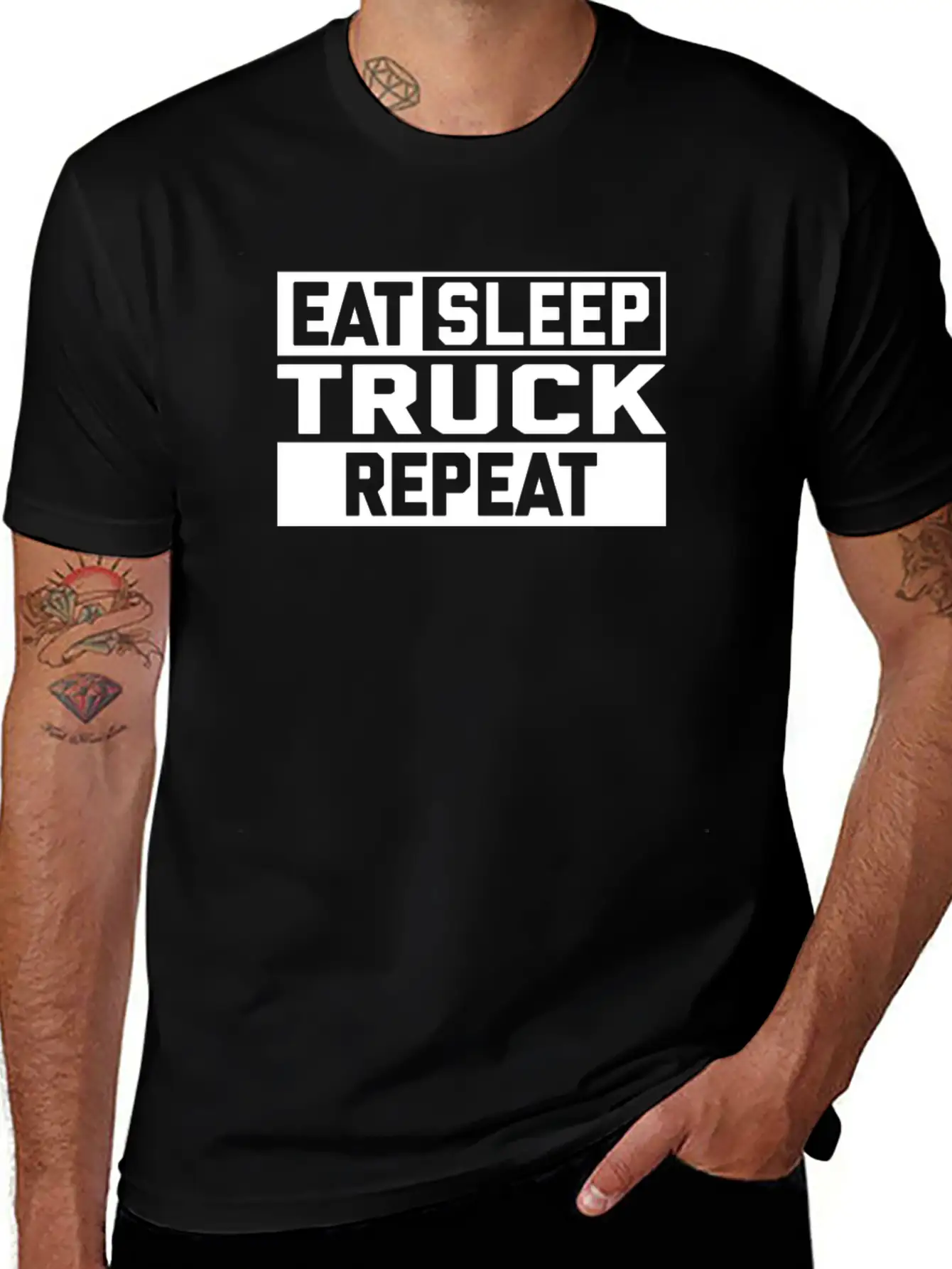 EAT SLEEP TRUCK REPEAT Breathable Graphic T-Shirt – Perfect For Casual Days