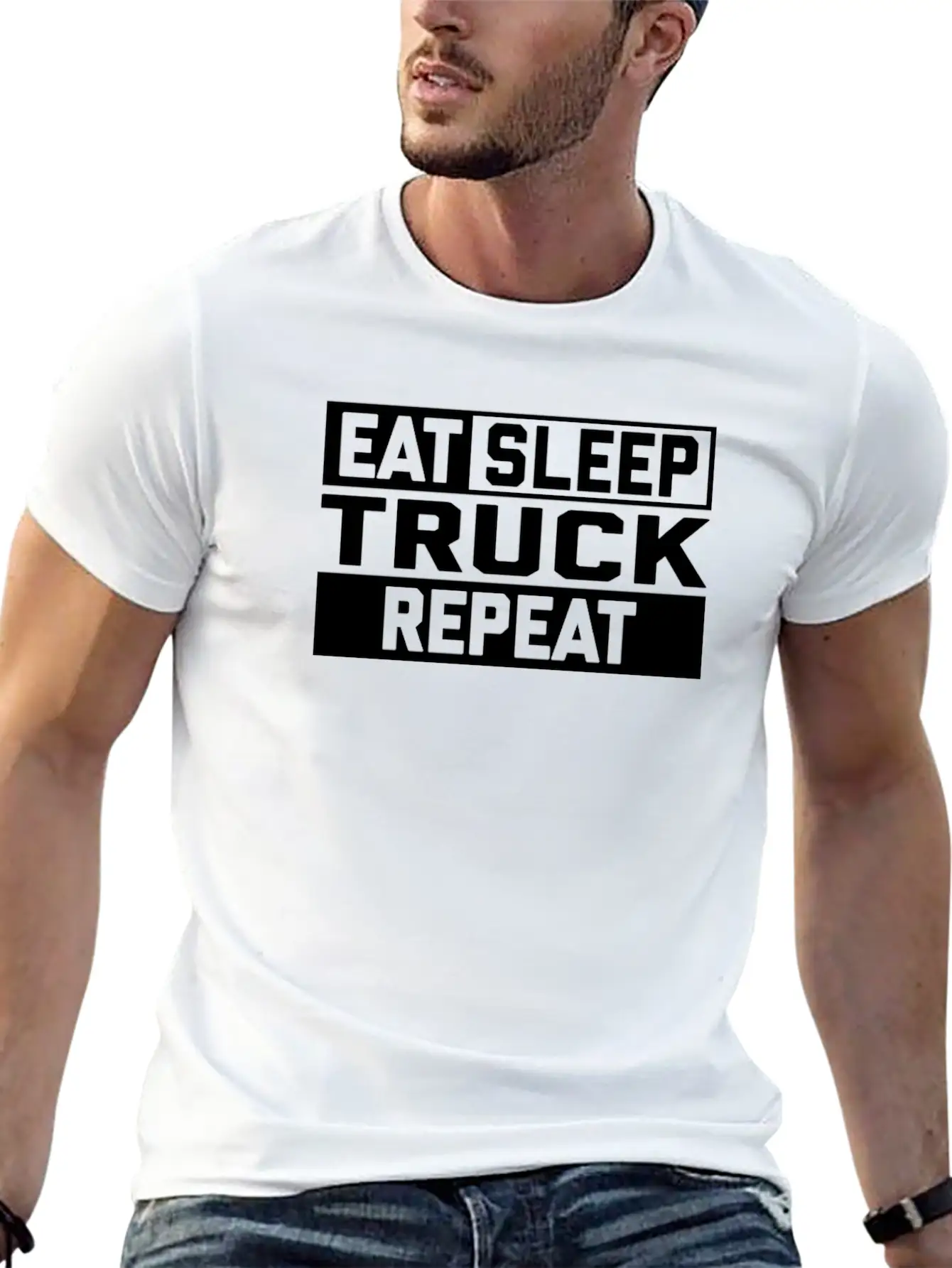 EAT SLEEP TRUCK REPEAT Breathable Graphic T-Shirt – Perfect For Casual Days