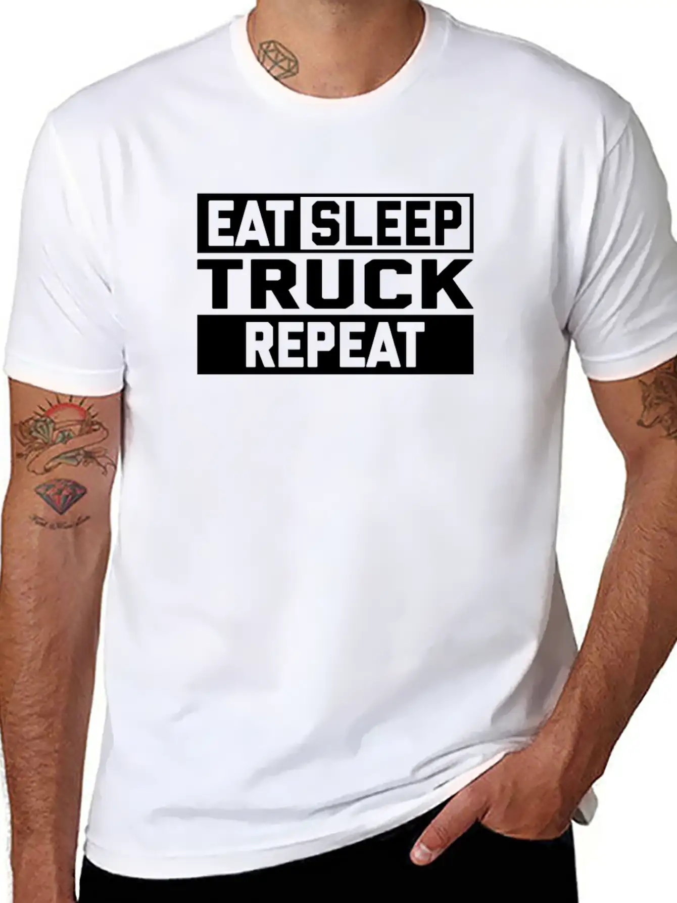 EAT SLEEP TRUCK REPEAT Breathable Graphic T-Shirt – Perfect For Casual Days