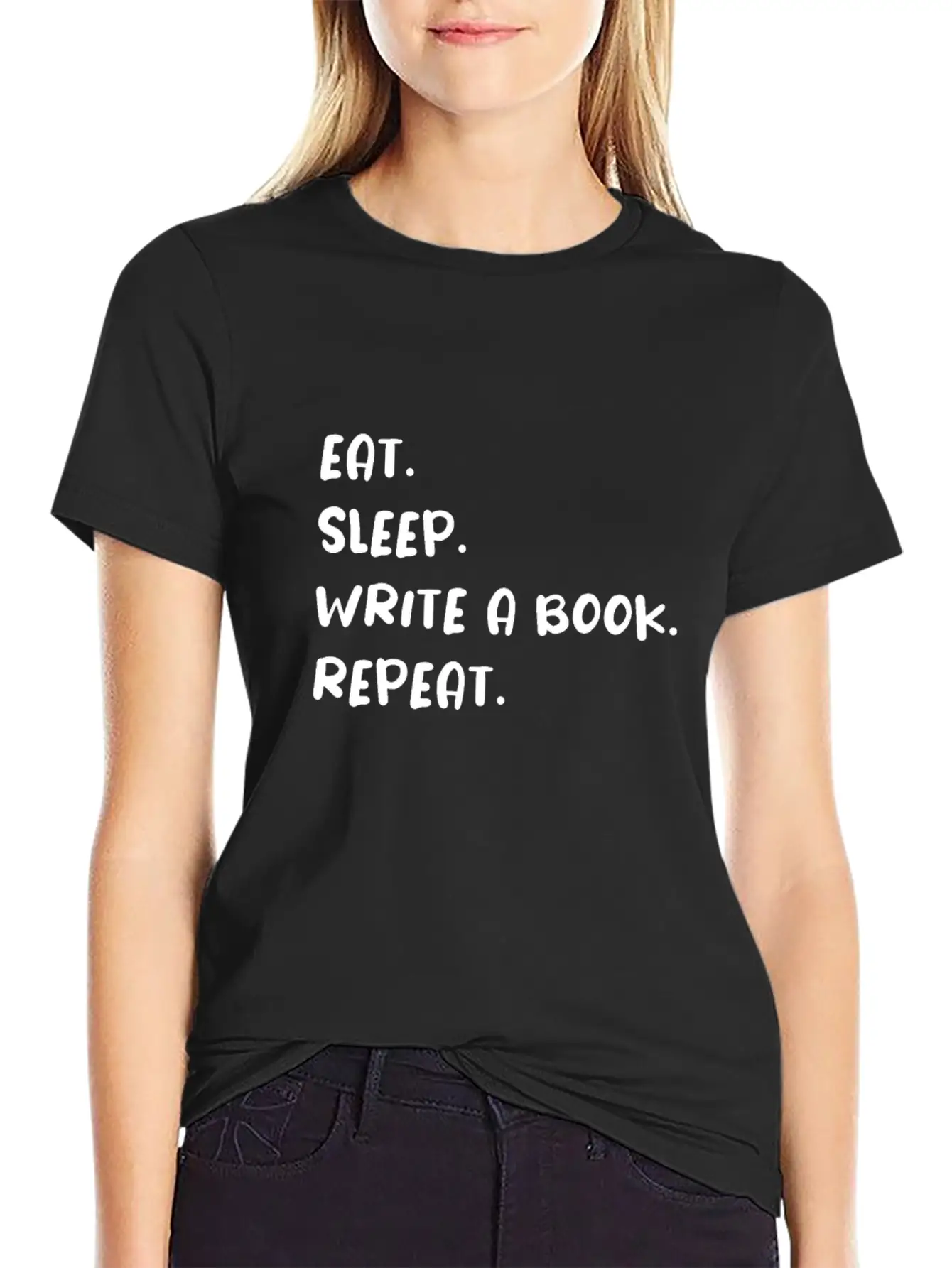 Eat Sleep Write A Book Repeat Timeless Short Sleeve Tee – Comfy And Minimalist Design