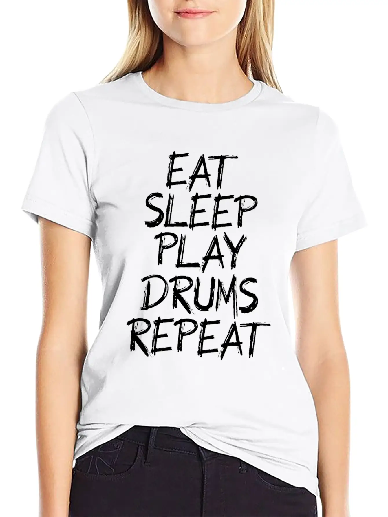 Eat Sleeps Play Drums Repeat Timeless Short Sleeve Tee – Comfy And Minimalist Design