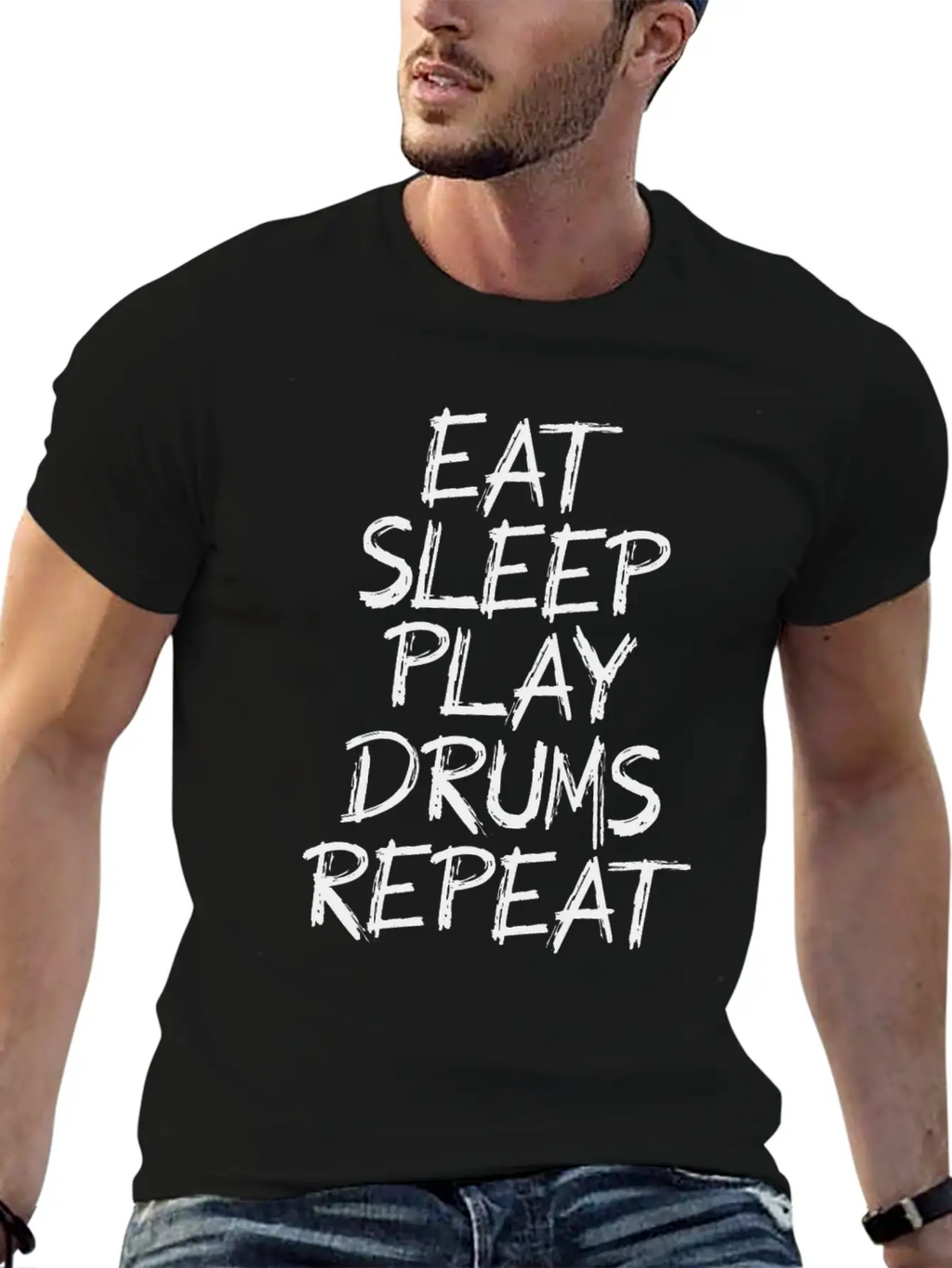 Eat Sleeps Play Drums Repeat Timeless Short Sleeve Tee – Comfy And Minimalist Design