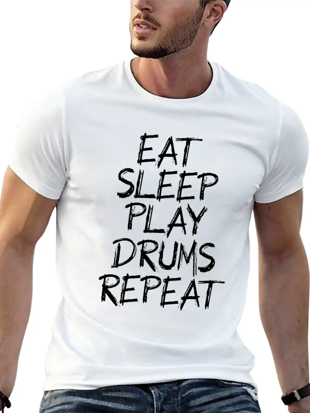 Eat Sleeps Play Drums Repeat Timeless Short Sleeve Tee – Comfy And Minimalist Design