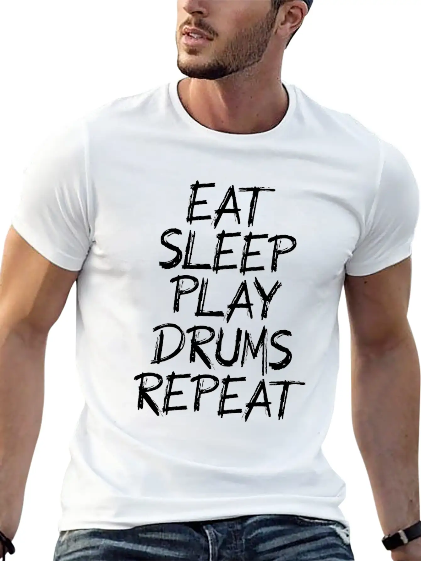 Eat Sleeps Play Drums Repeat Timeless Short Sleeve Tee – Comfy And Minimalist Design
