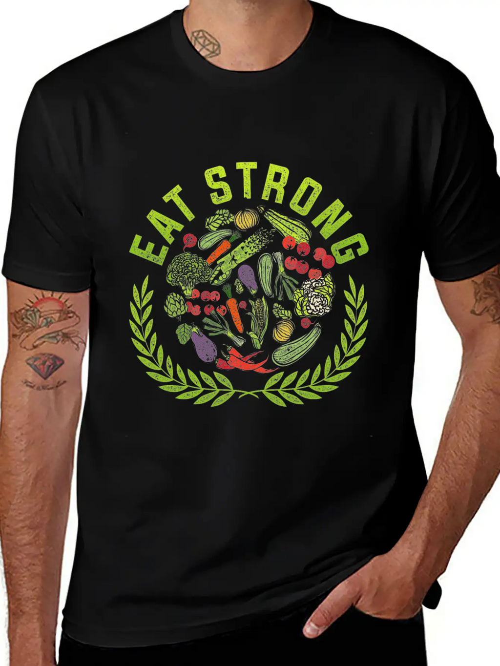 Eat Strong! Food Vegetables Vegan Gluten Free Gift Relaxed Everyday Tee – Lightweight And Durable Cotton