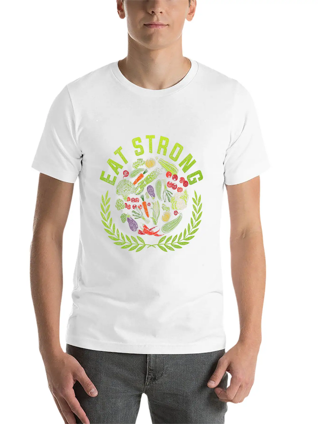Eat Strong! Food Vegetables Vegan Gluten Free Gift Relaxed Everyday Tee – Lightweight And Durable Cotton