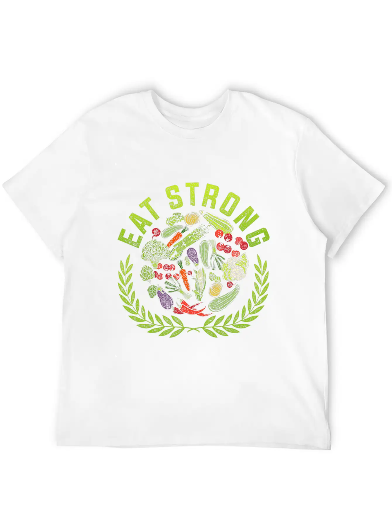 Eat Strong! Food Vegetables Vegan Gluten Free Gift Relaxed Everyday Tee – Lightweight And Durable Cotton