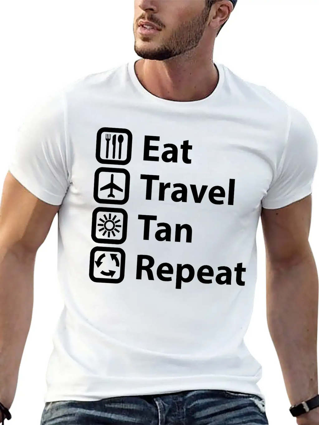 Eat Travel Tan Repeat Classic Cotton Tee – Unisex Comfort For Any Season