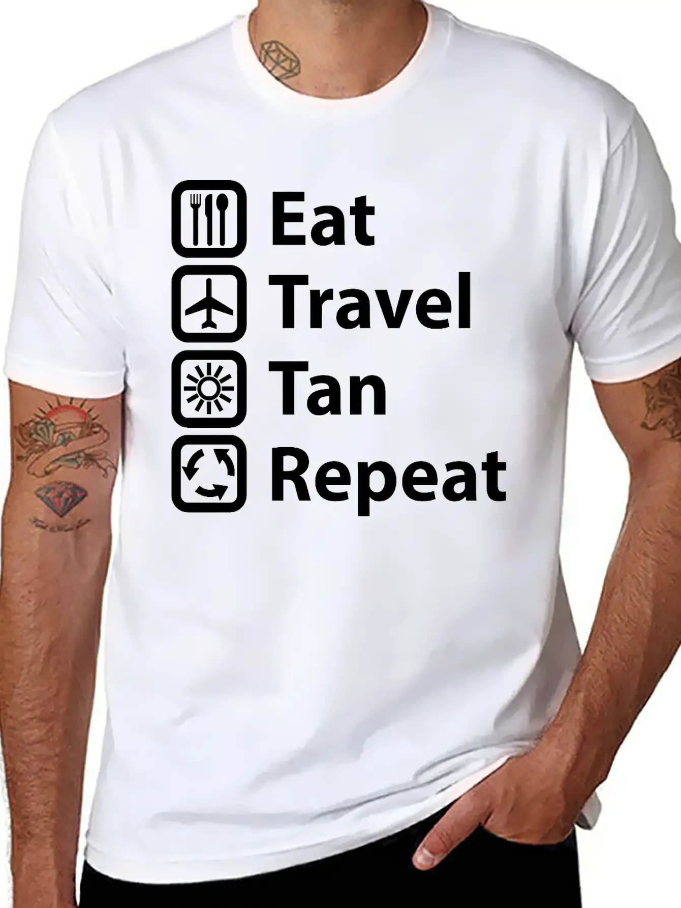Eat Travel Tan Repeat Classic Cotton Tee – Unisex Comfort For Any Season